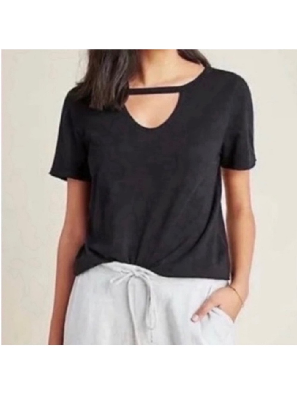 Anthropologie T.La Black Keyhole Tee